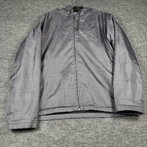 Avirex‎ Mens Hooded Jacket Houndstooth Print Full Zip Black Gray Size M